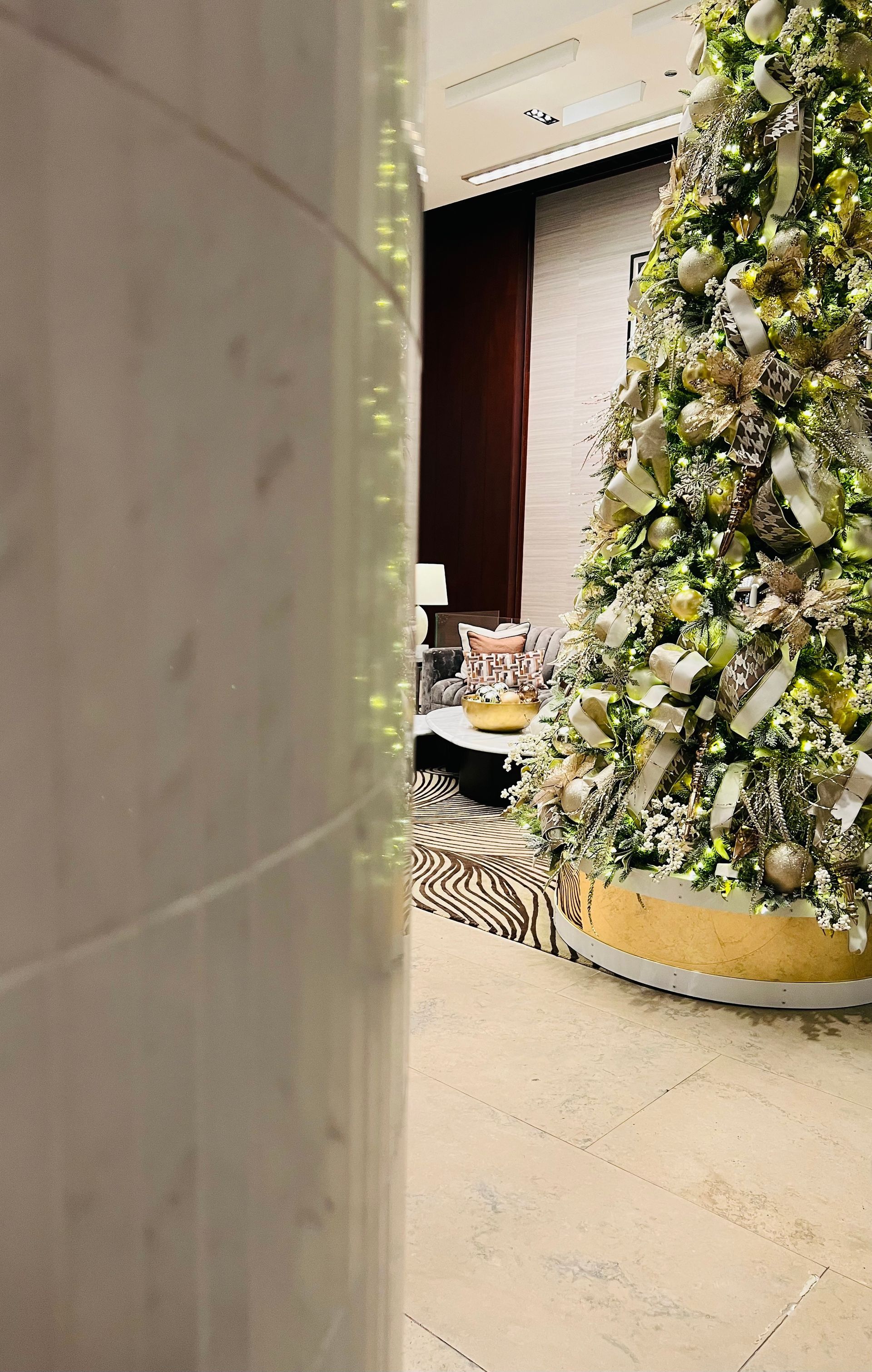 Park Hyatt Chicago lobby during the Christmas season