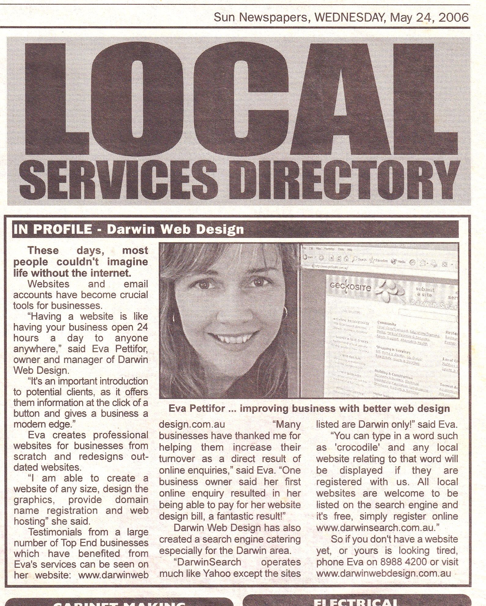 Darwin Sun News Story on Darwin Web Design
