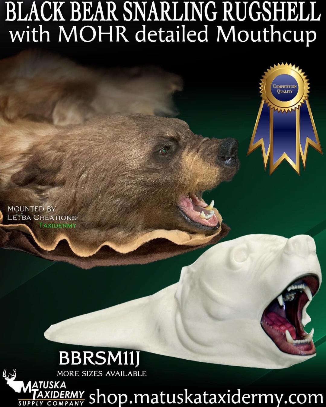 An advertisement for black bear snarling rugshell with mohr detailed mouthcup