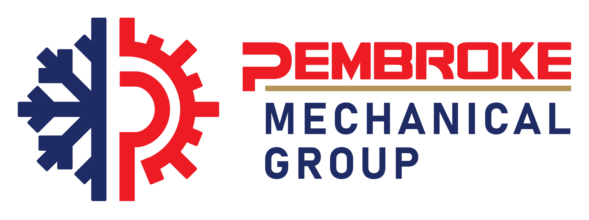 The logo for pembroke mechanical group shows a gear and a snowflake.