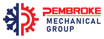 The logo for pembroke mechanical group shows a gear and a snowflake.