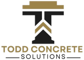 Logo for Todd Concrete Solutions: a stylized "T" in white and gold on a black background.