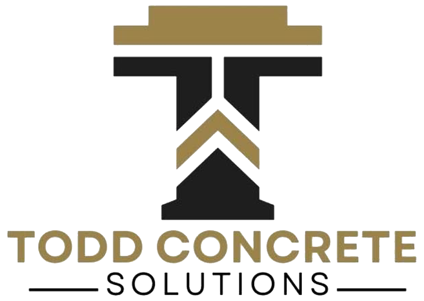 Logo for Todd Concrete Solutions: a stylized "T" in white and gold on a black background.