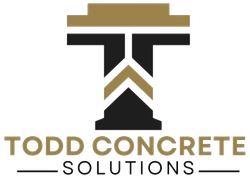 Logo for Todd Concrete Solutions: a stylized "T" in white and gold on a black background.
