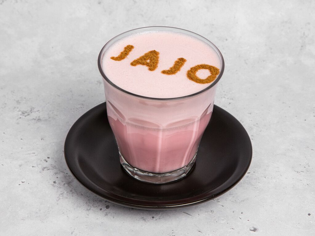 Pink drink in a glass with 