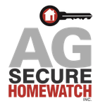 AG Secure Homewatch logo with a key and house icon. Gray AG text, red 
