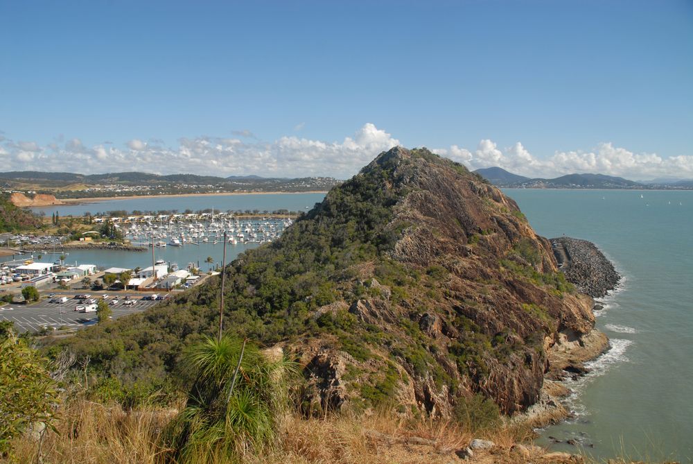 A View of a City From a Hill Overlooking the Ocean — Thai Taste Restaurant In Yeppoon, QLD