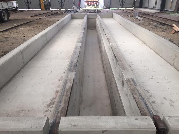 View of concrete railway lines