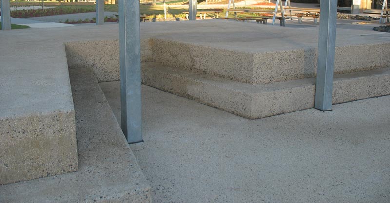 View of concrete seating arrangement