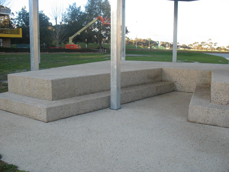 View of concrete seating arrangement