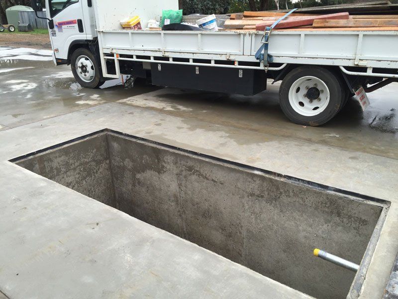 View of concrete pits