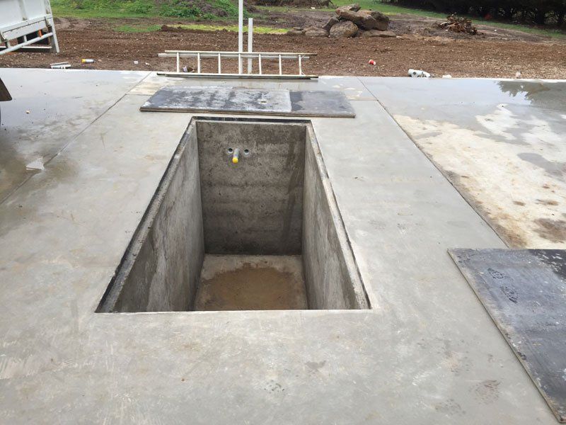 View of concrete pits