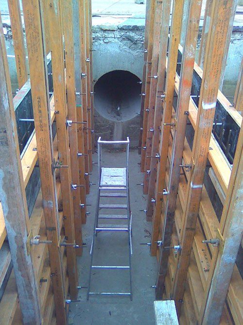 View of constructed concrete pipes