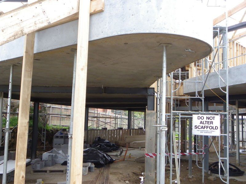 View of curved residential structures