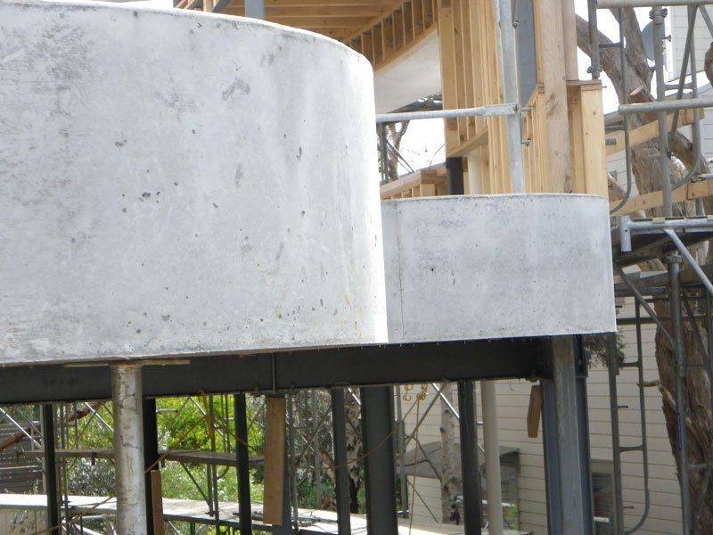 View of curved residential structures
