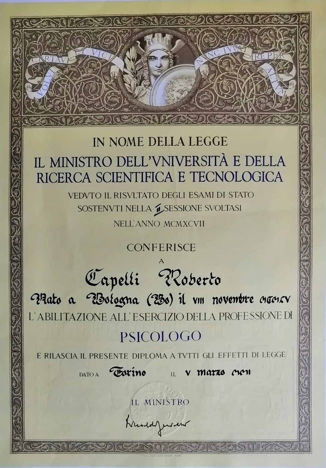 Esame Stato Psicologo, Dott. Roberto Capelli, Casalecchio di Reno, Bologna