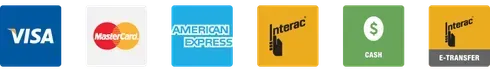 Payment methods: Visa, Mastercard, American Express, black icons on yellow, green and yellow PayPal icons.