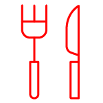 Red fork and knife icons.