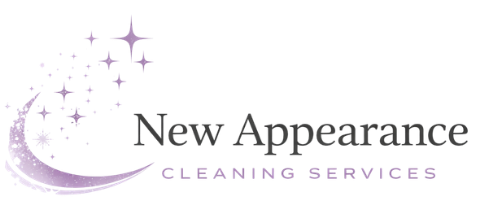 Logo for New Appearance Cleaning Services, featuring a crescent and stars graphic, with text.