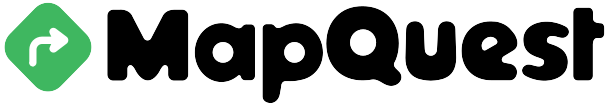 A mapquest logo with a green arrow pointing to the right