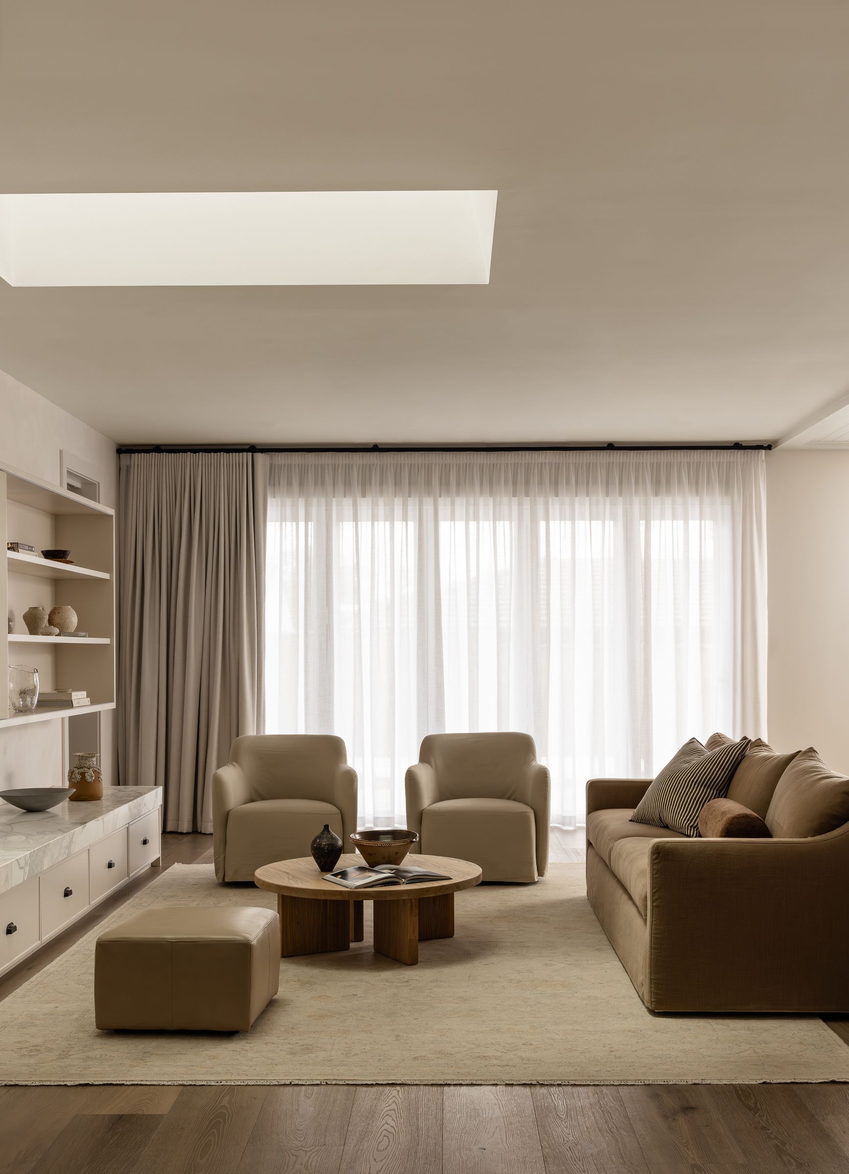 Living Room With Beige Furniture — SDC Building Design In Kiama, NSW