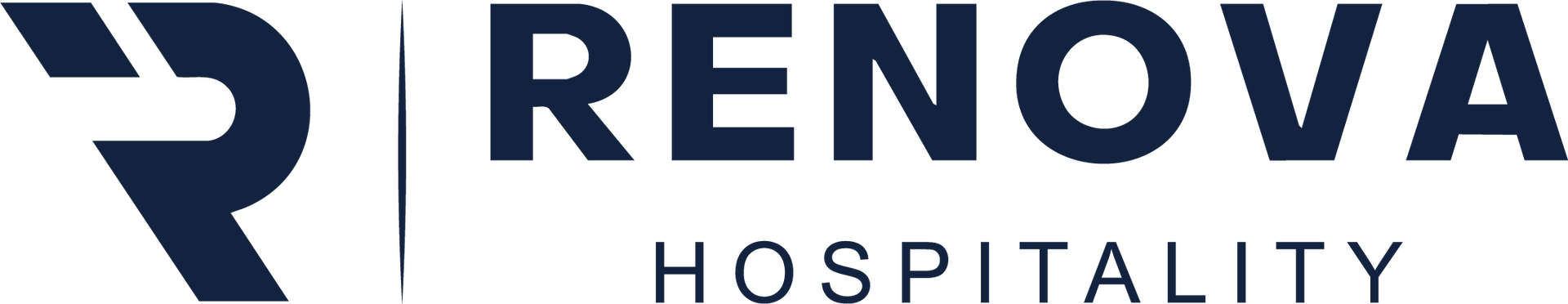 Renova Hospitality logo, dark blue with 