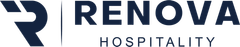 Renova Hospitality logo, dark blue with 