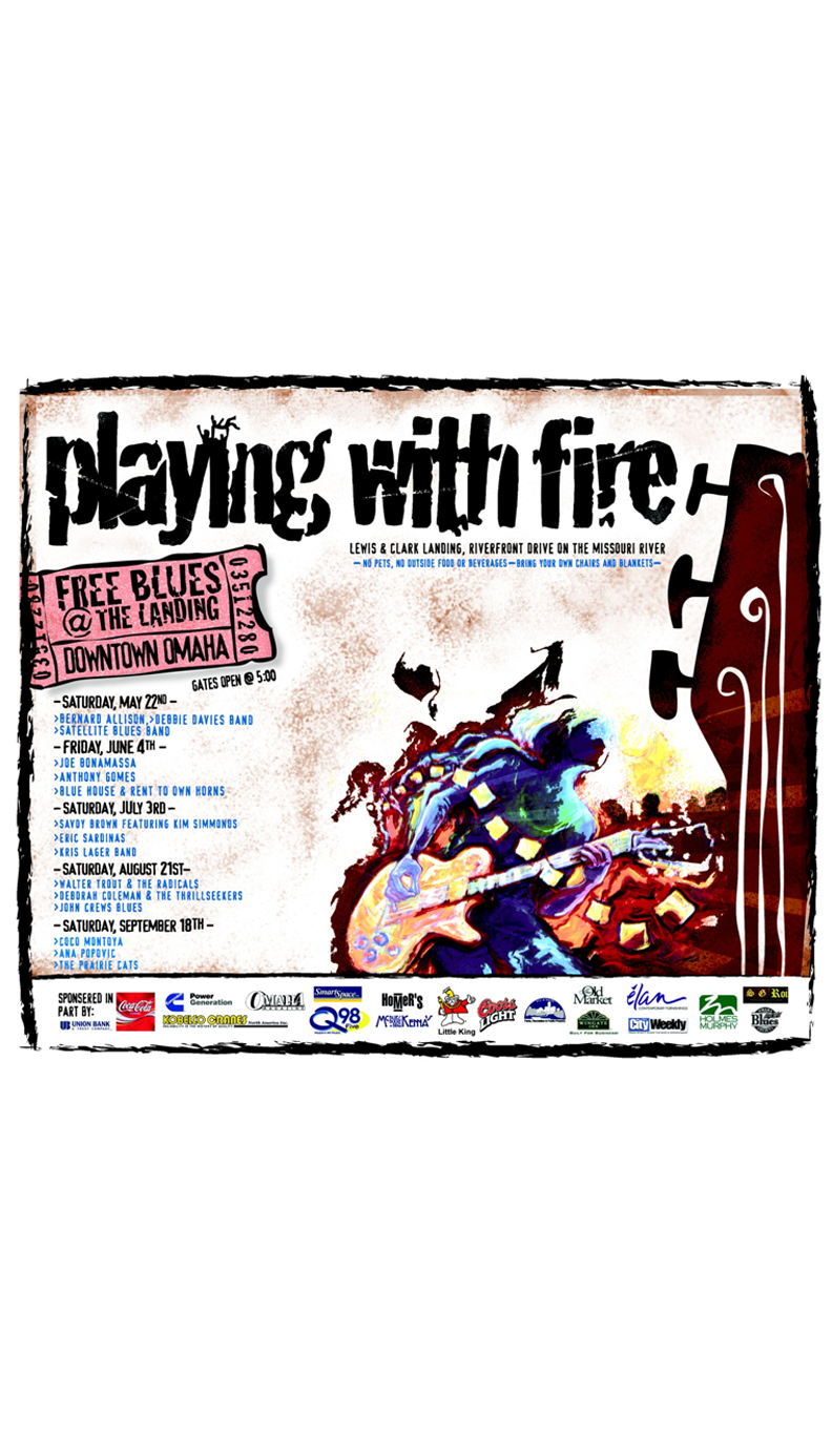A poster for a concert called playing with fire