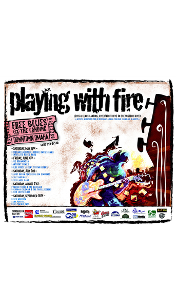 A poster for a concert called playing with fire