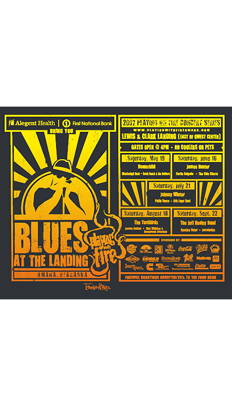 A poster for a concert called blues at the landing