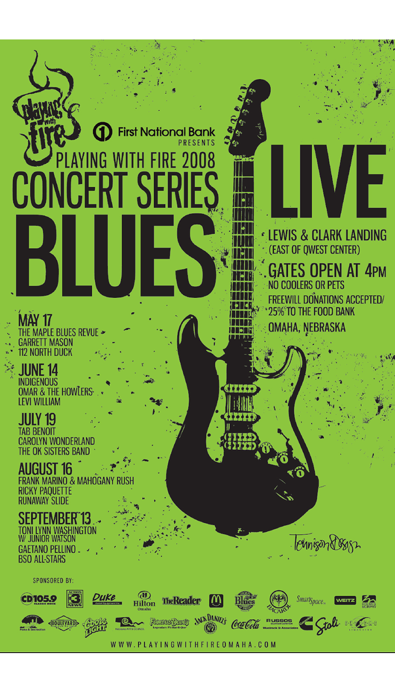 A poster for a live concert series of blues