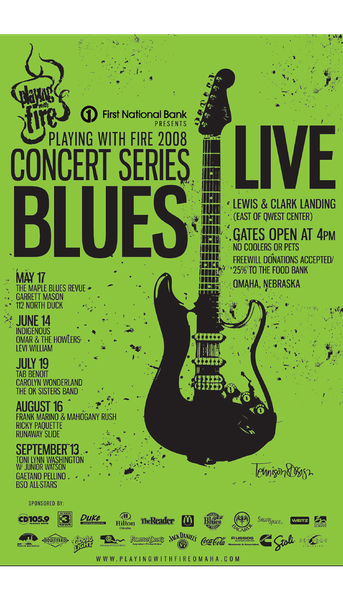 A poster for a live concert series of blues