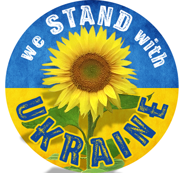 A sticker that says we stand with ukraine