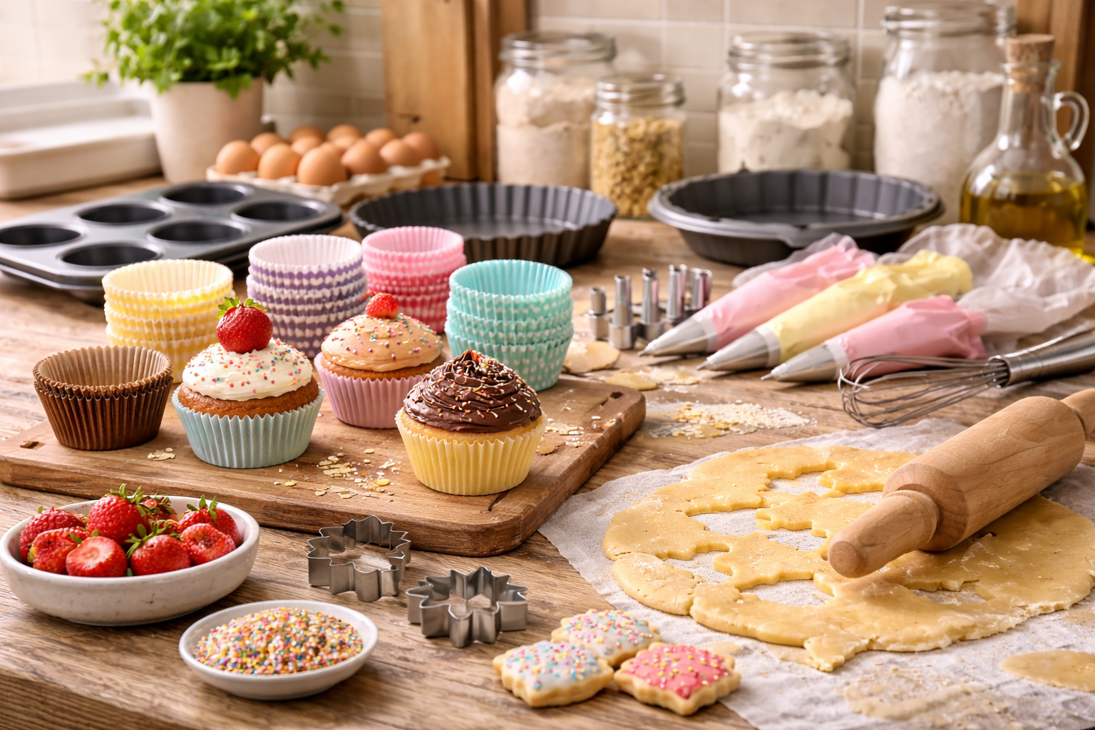 Attrezzattura e ingredienti da pasticceria