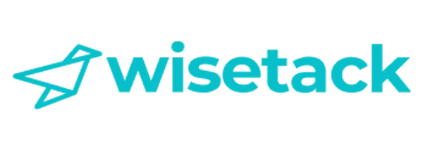 Logo of Wisetack, featuring a teal origami bird icon and teal text.