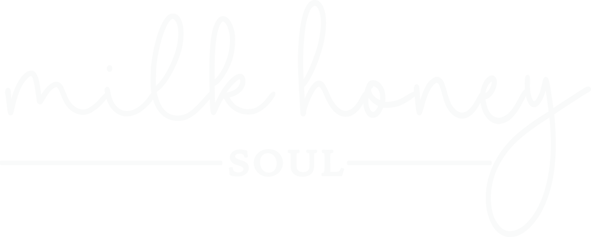 "milk honey" script with "SOUL" below a line.