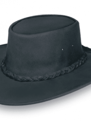 Minnetonka Fold Up Hat Leather Black — Galesburg, MI — The Western Breed