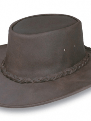 Minnetonka Fold Up Hat Leather Dark Brown — Galesburg, MI — The Western Breed