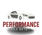Logo of a car with "PERFORMANCE" in red and "MOBILE DETAILING" below, implying car detailing services.