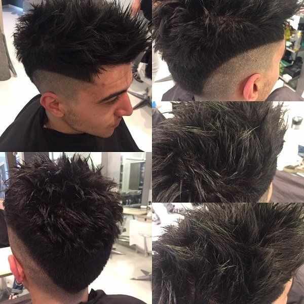 Cinque immagini di un taglio di capelli uomo