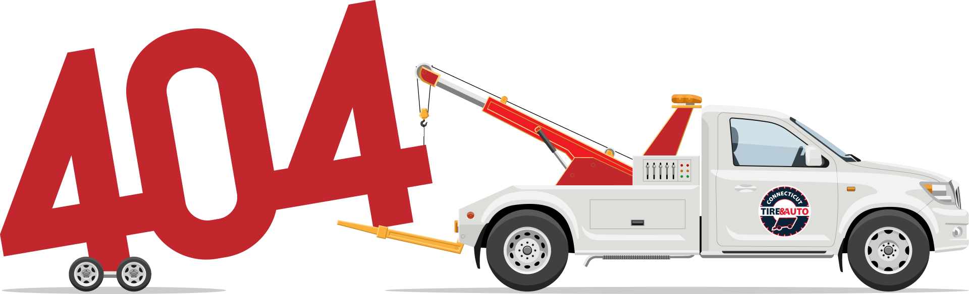 A white tow truck is pulling a red 404 sign