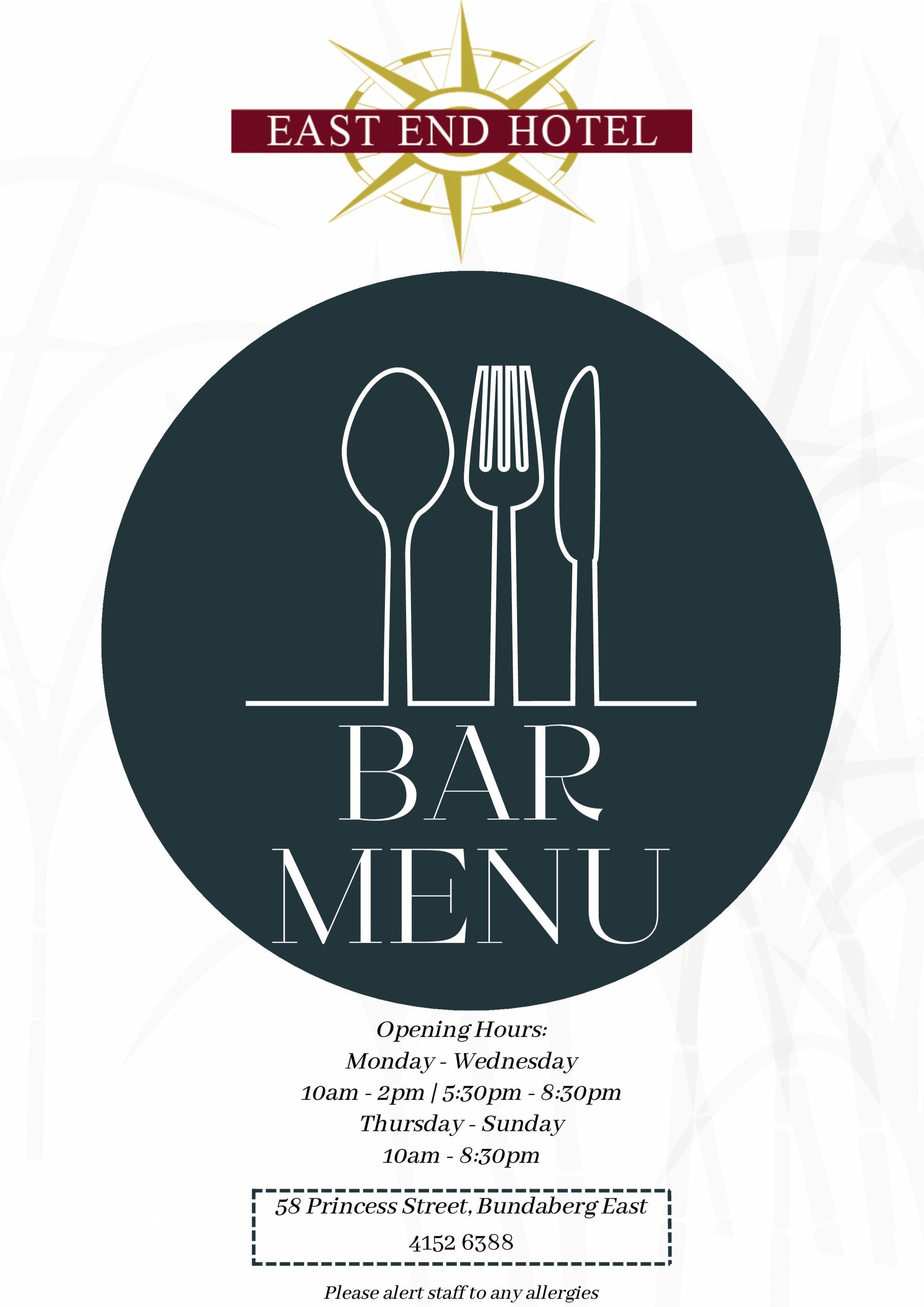 Navy Circle With Cutlery Graphic — East End Hotel in Bundaberg East, QLD