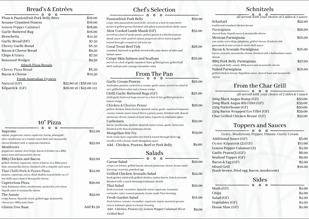 East End Hotel Menu – Bistro in Bundaberg