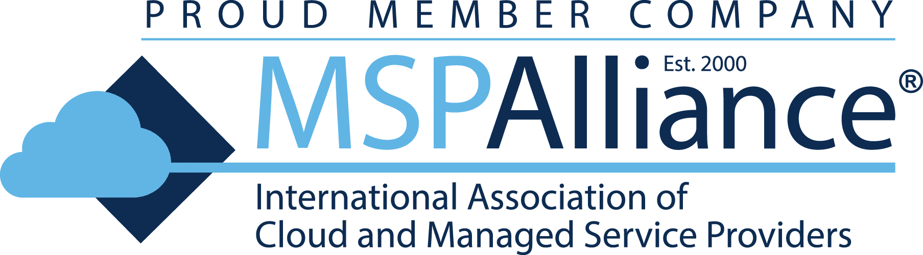 A proud member company logo for mspalliance international association of cloud and managed service providers.