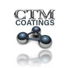 A logo for ctm coatings with two balls on a white background.