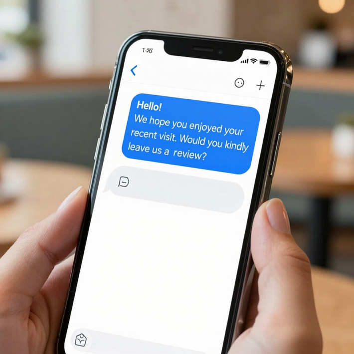 Automated SMS review request mockup