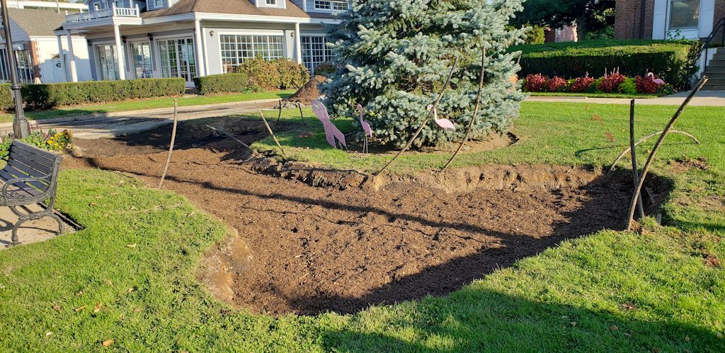 No need for irrigation hoses in a rain garden. Hoses removed.