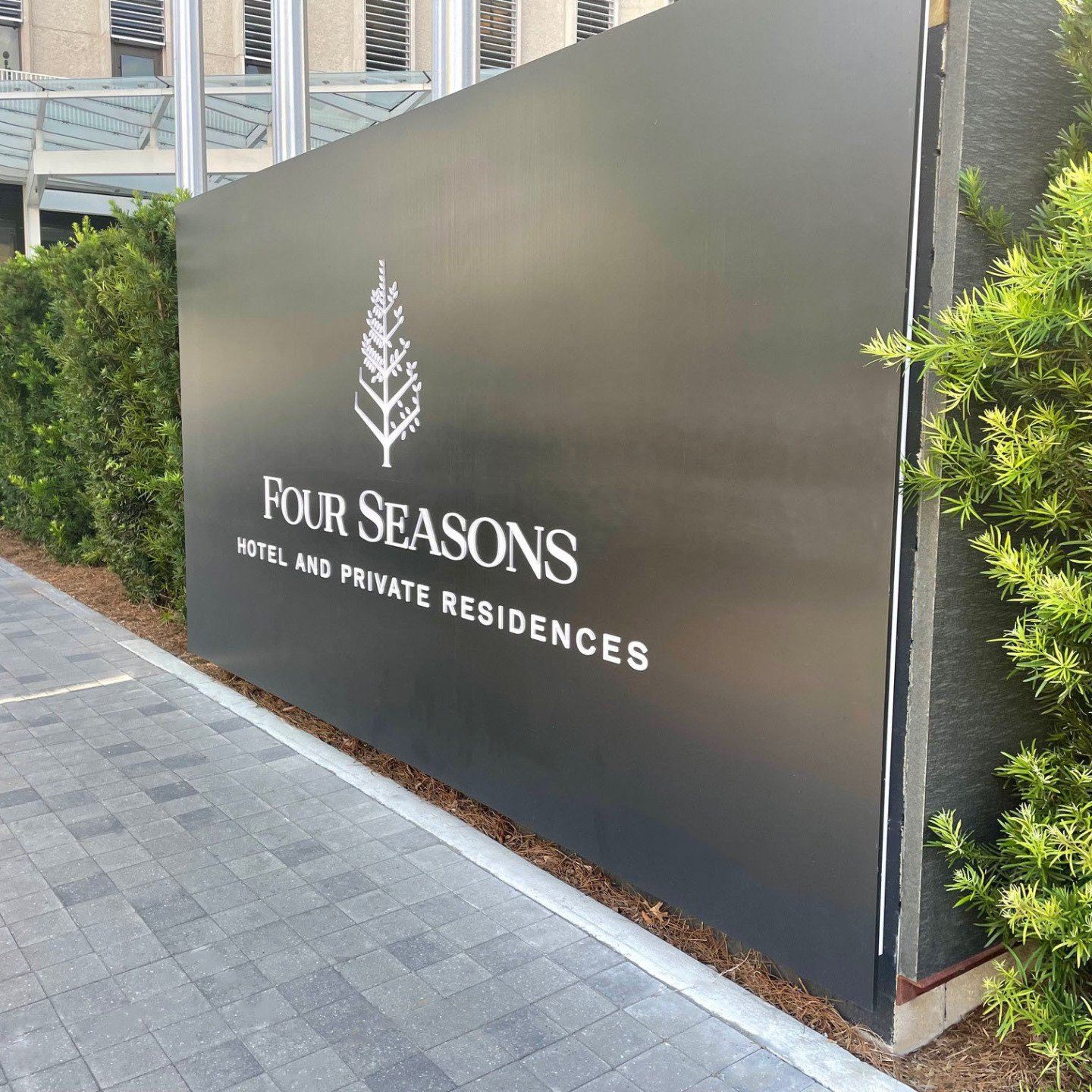 Main signage for the Four Seasons in New Orleans.