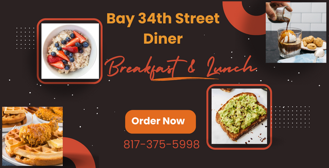 an advertisement for bay 34th street diner breakfast and lunch
