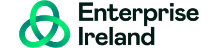 The logo for enterprise ireland is green and black